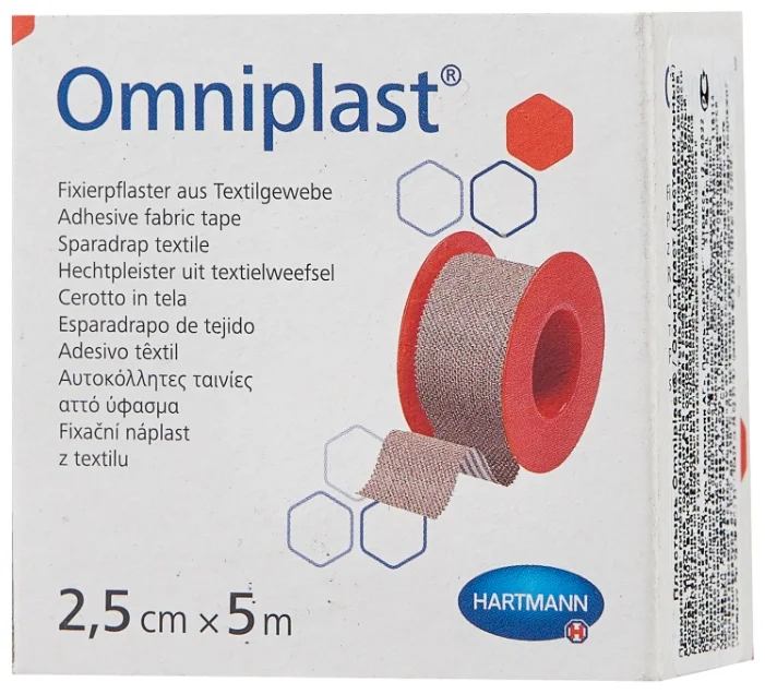 Лейкопластырь гипоаллергенный Omniplast ткань беж. 2,5см х 500см (Испания)