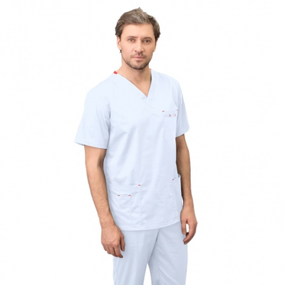 Куртка хирургическая мужская, с треугольным вырезом, FLEXIMED, белый, (D917.48.09.00) р.48