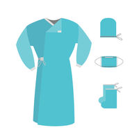 Комплект одежды для хирурга KX-01 с усиленной защитой ГЕКСА одноразовый стер. 4 предмета 